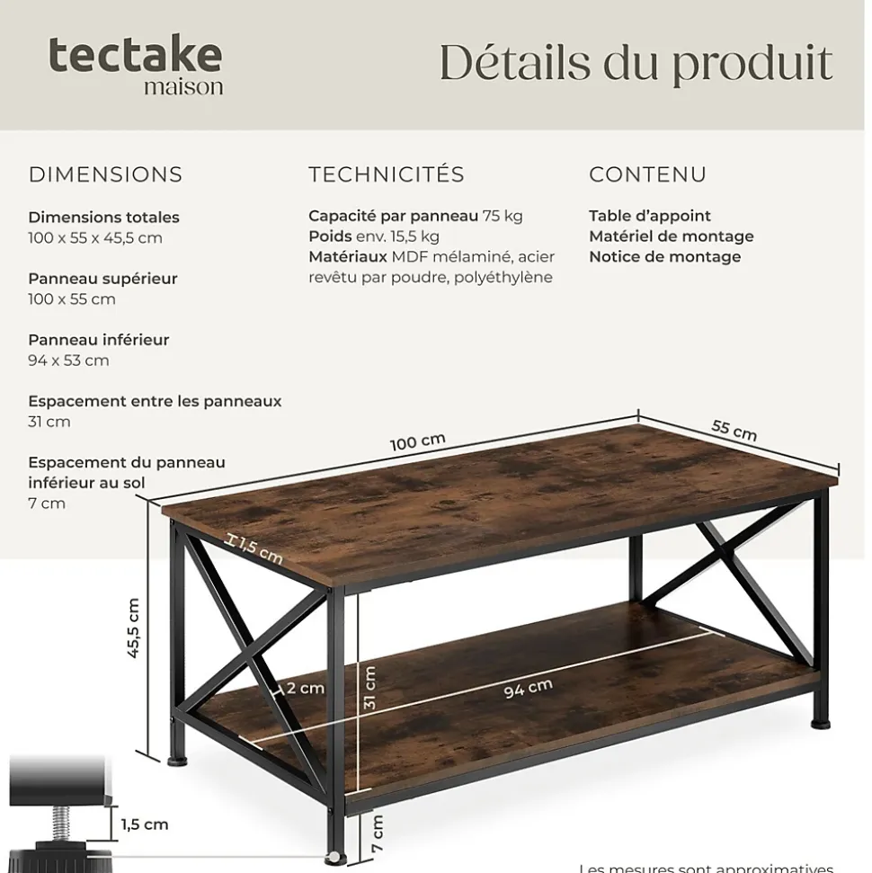 Table basse salon Style industriel