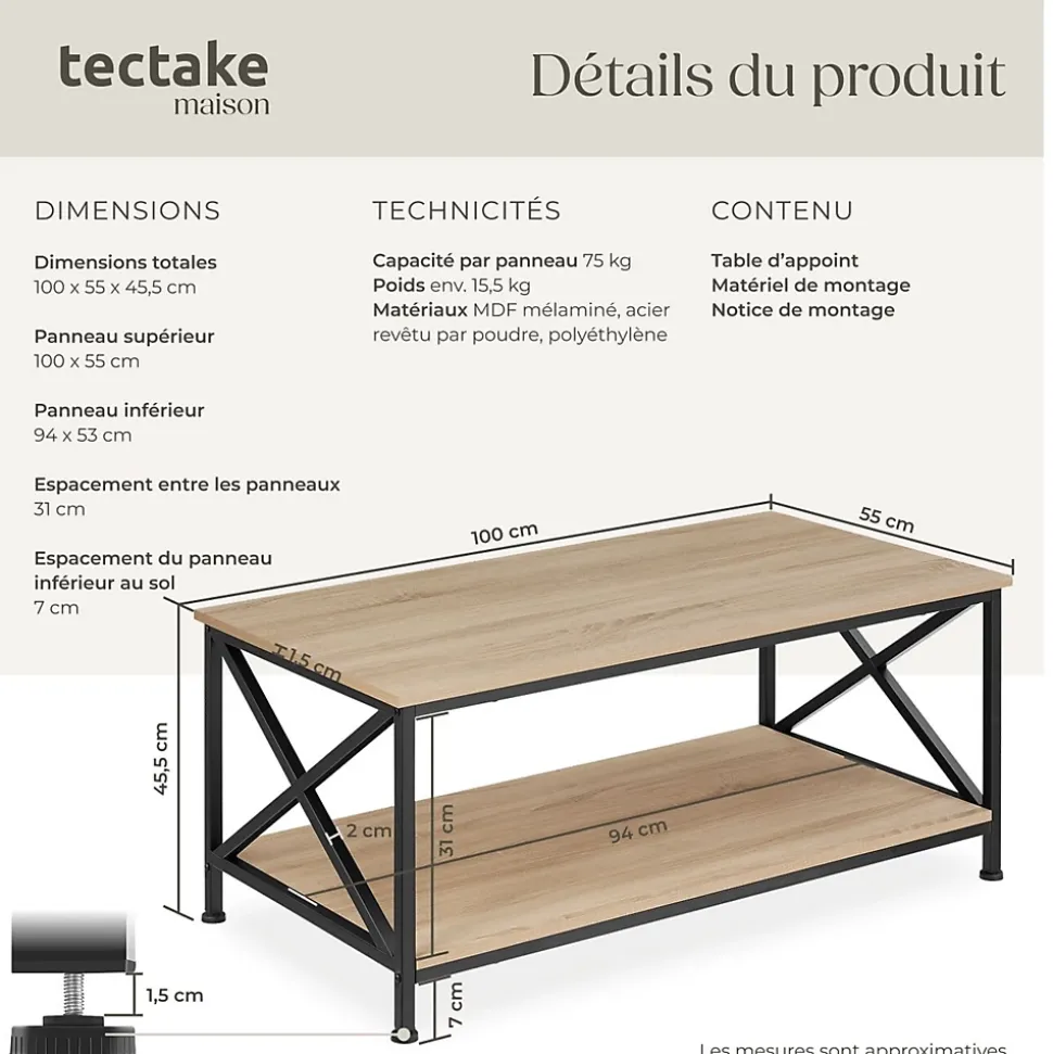 Table basse salon Style industriel