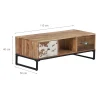 Table basse tv taipei WOMO-DESIGN 110x50 cm bois massif d'acacia pieds en métal espace de rangement
