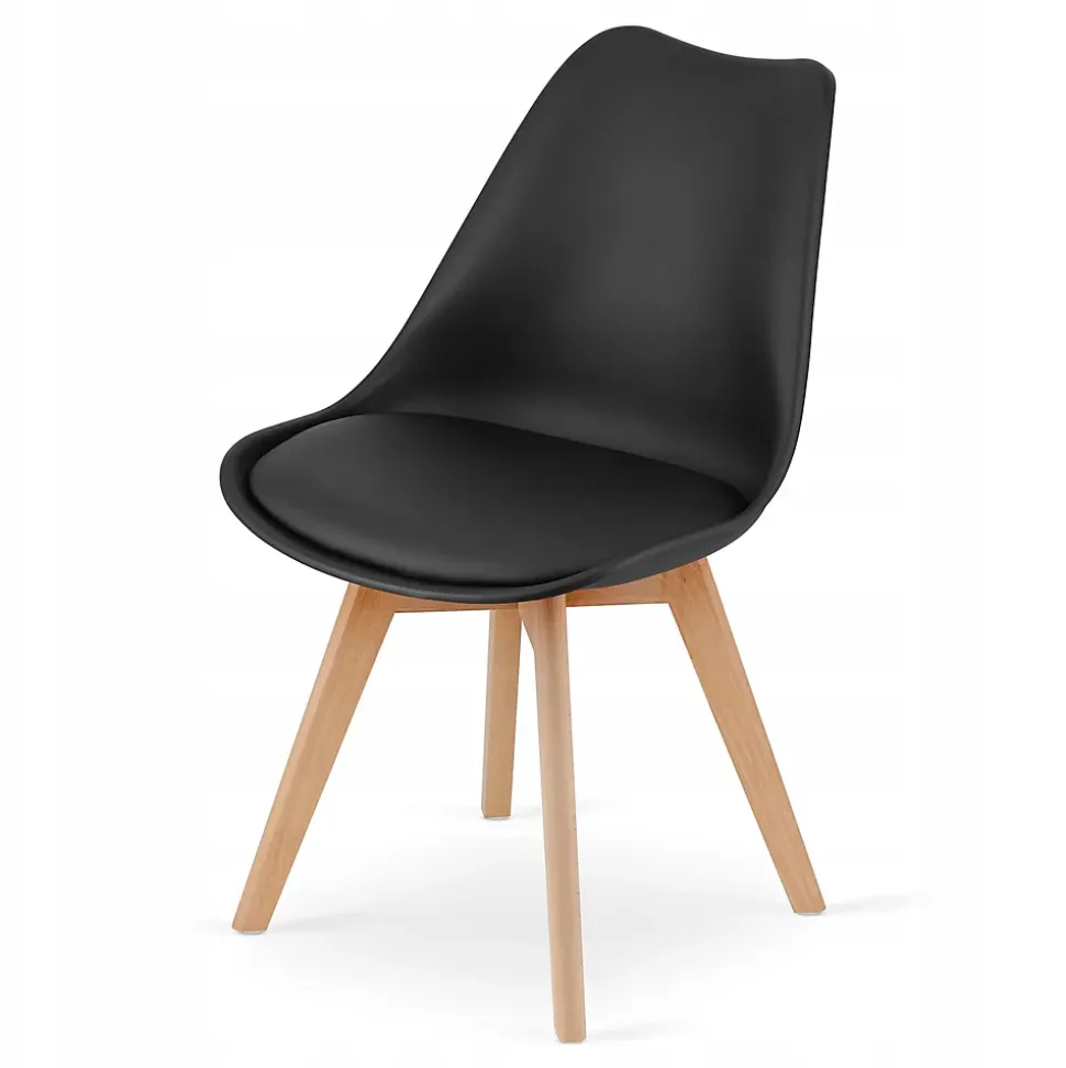 Table carrée VALORA avec 4 chaises RIXK noires - Chêne Sonoma 80x80