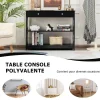 Table Console 3 Niveaux Design et Moderne Table appoint avec 2 étagère et Tiroirs 2 Croix Noir