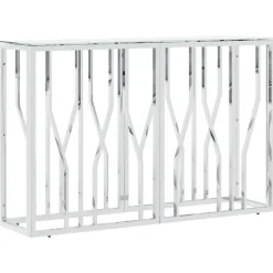 Table console argenté 110x30x70 cm acier inoxydable et verre vidaXL