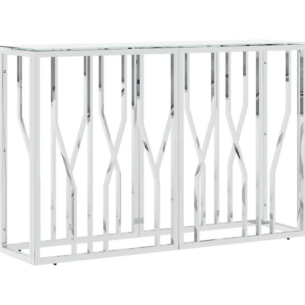 Table console argenté 110x30x70 cm acier inoxydable et verre vidaXL
