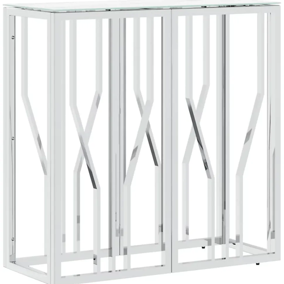 Table console argenté 70x30x70 cm acier inoxydable et verre vidaXL