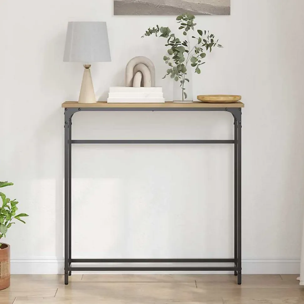 Table console avec étagère Chêne artisanal 75 x 19,5 x 75 cm vidaXL