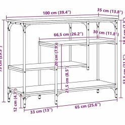 Table Console avec étagère Bois ancien 100 x 35 x 75 cm vidaXL
