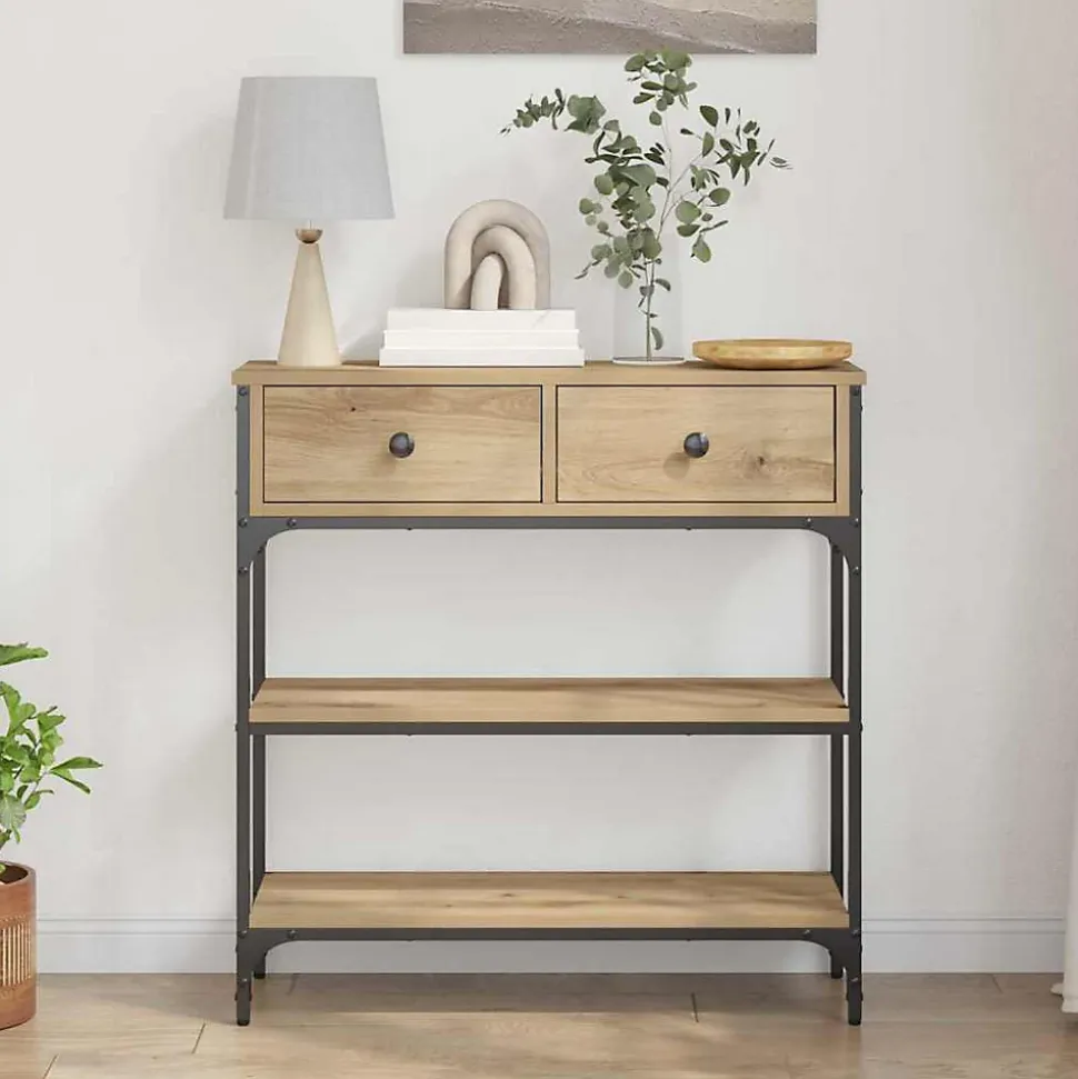 Table console avec tiroir Chêne artisanal 72,5 x 25 x 75 cm vidaXL