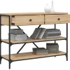 Table console avec tiroirs et étagères chêne sonoma vidaXL