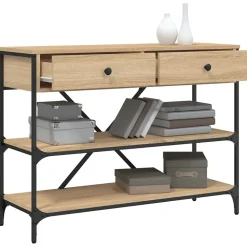 Table console avec tiroirs et étagères chêne sonoma vidaXL