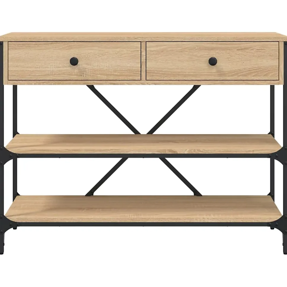 Table console avec tiroirs et étagères chêne sonoma vidaXL