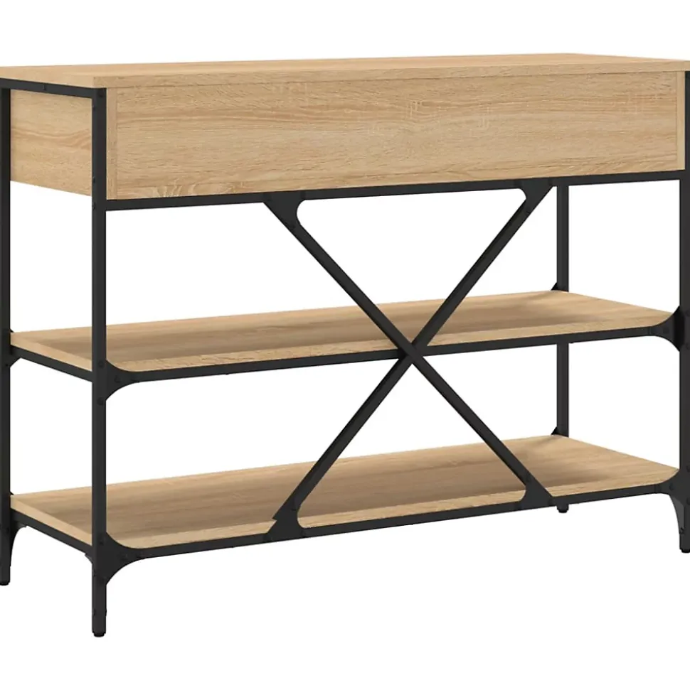 Table console avec tiroirs et étagères chêne sonoma vidaXL