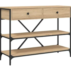 Table console avec tiroirs et étagères chêne sonoma vidaXL