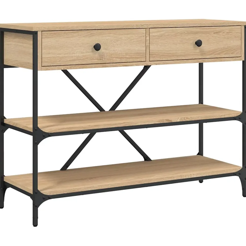 Table console avec tiroirs et étagères chêne sonoma vidaXL