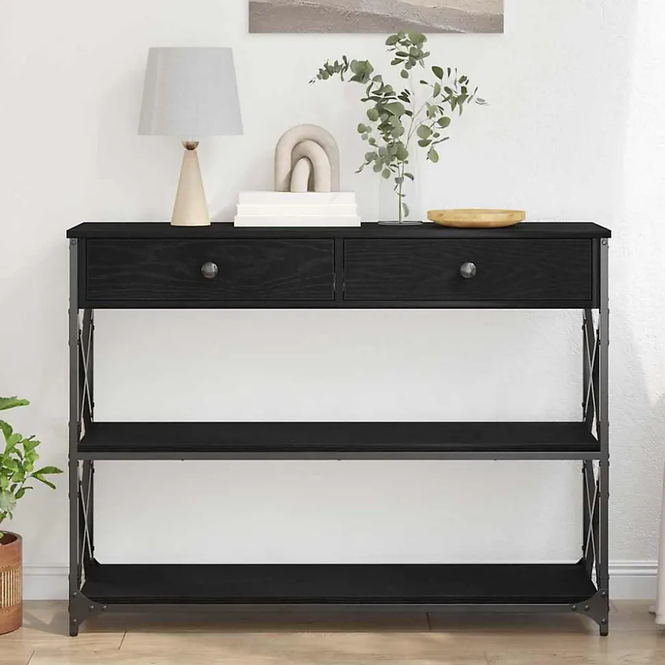Table Console avec tiroir Chêne noir 100 x 28 x 75 cm vidaXL