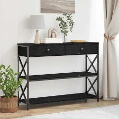 Table Console avec tiroir Chêne noir 100 x 28 x 75 cm vidaXL