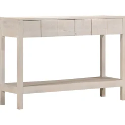 Table console blanc 110x35x75 cm bois de manguier solide vidaXL