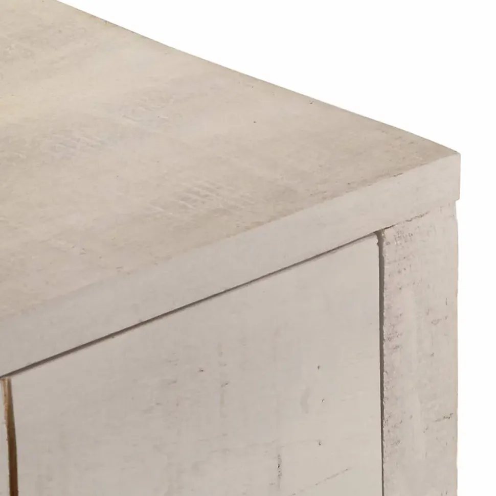 Table console blanc 110x35x75 cm bois de manguier solide vidaXL