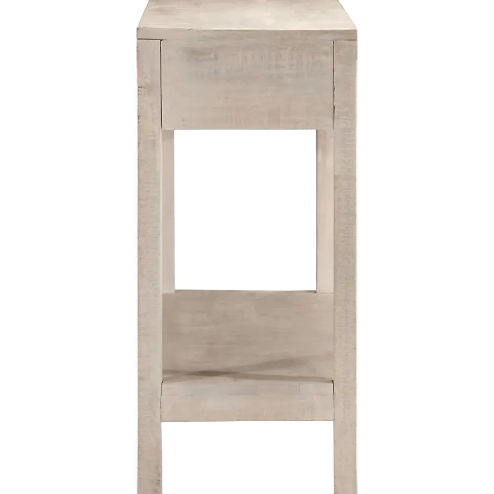 Table console blanc 110x35x75 cm bois de manguier solide vidaXL