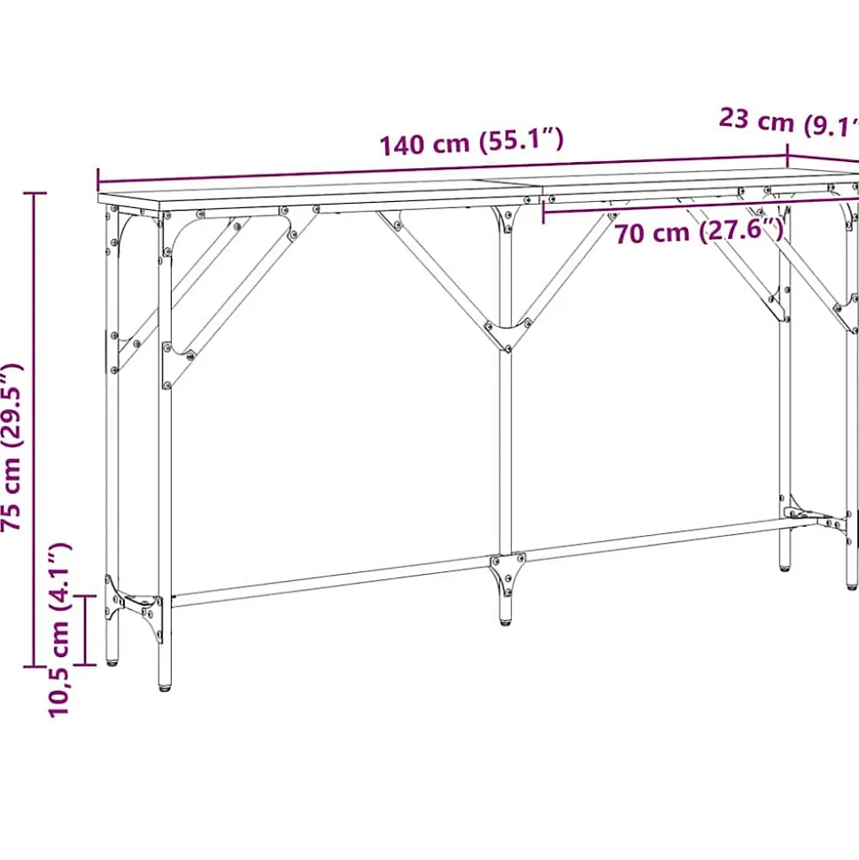 Table console Bois Ancien 140 x 23 x 75 cm vidaXL