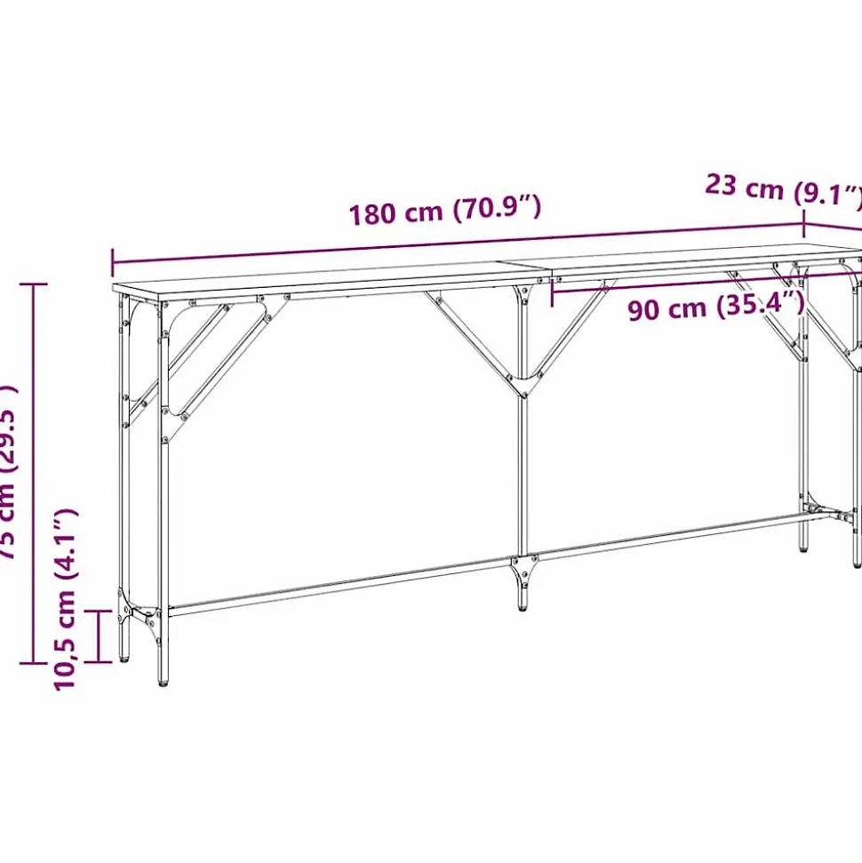 Table console Bois Ancien 180 x 23 x 75 cm vidaXL