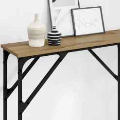 Table console chêne artisanal 140 x 23 x 75 cm vidaXL