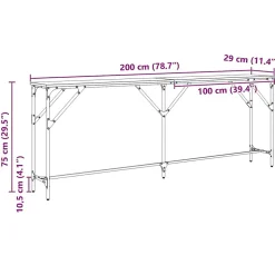 Table console Chêne noir 200 x 29 x 75 cm vidaXL