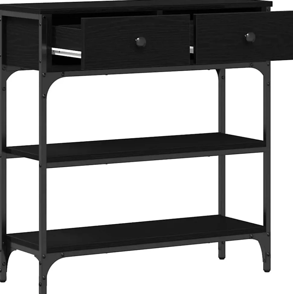 Table console Chêne noir 72,5 x 25 x 75 cm Bois d'ingénierie vidaXL