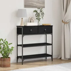 Table console Chêne noir 72,5 x 25 x 75 cm Bois d'ingénierie vidaXL