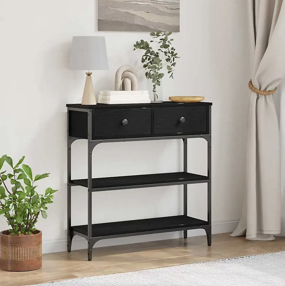 Table console Chêne noir 72,5 x 25 x 75 cm Bois d'ingénierie vidaXL