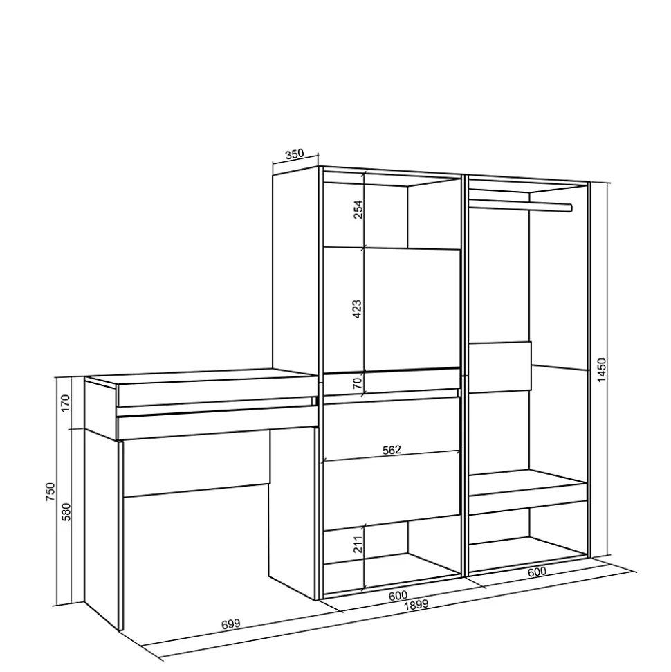 Table Console d'entrée 190x35x145cm meuble chaussures vestiaire blanc