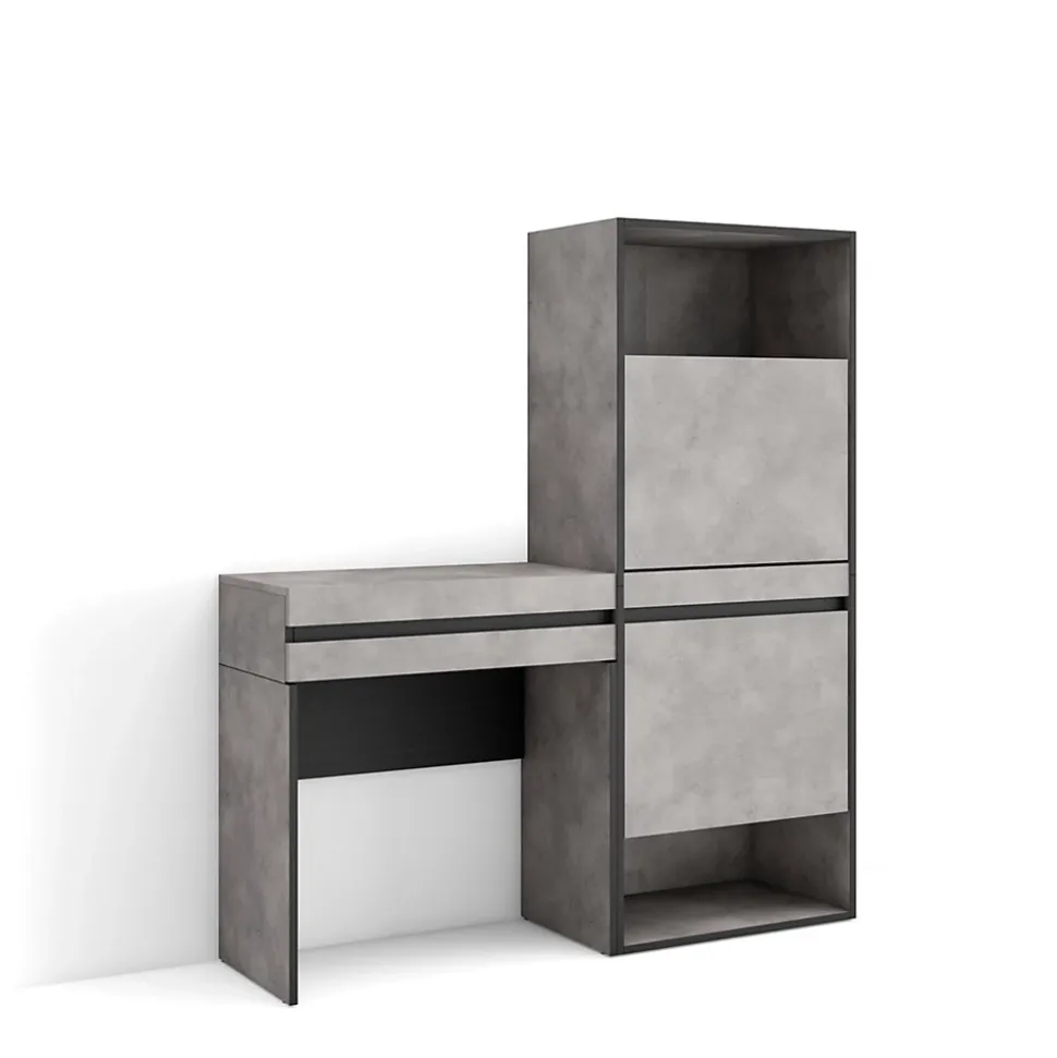 Table Console d'entrée 130x35x145cm meuble à chaussures ciment