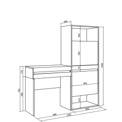 Table Console d'entrée 130x35x145cm meuble à chaussures ciment