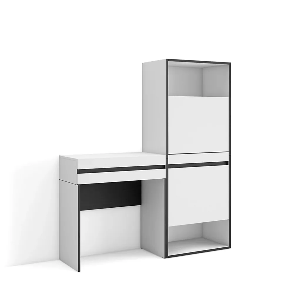 Table Console d'entrée 130x35x145cm meuble à chaussures blanc