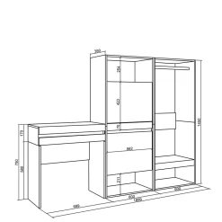 Table Console d'entrée 190x35x145cm meuble chaussure vestiaire chêne