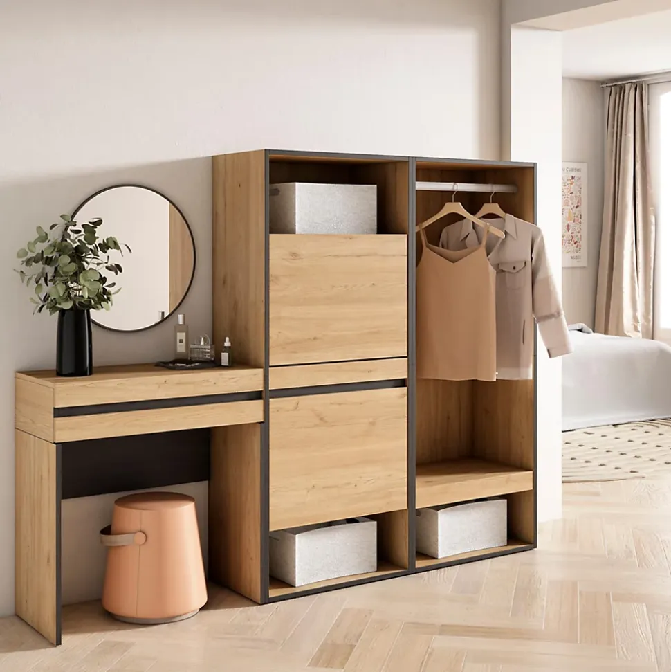 Table Console d'entrée 190x35x145cm meuble chaussure vestiaire chêne