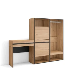 Table Console d'entrée 190x35x145cm meuble chaussure vestiaire chêne