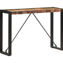 Table console en bois de récupération massif - VIDAXL - 110x35x76 cm - Laqué - Noir - Vintage
