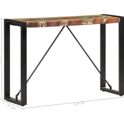 Table console en bois de récupération massif - VIDAXL - 110x35x76 cm - Laqué - Noir - Vintage