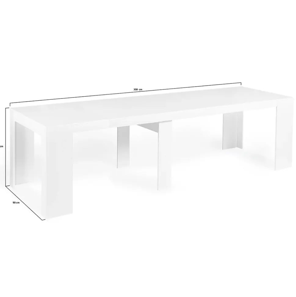 Table console extensible ORLANDO 14 personnes 300 cm bois blanc