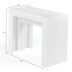 Table console extensible ORLANDO 14 personnes 300 cm bois blanc