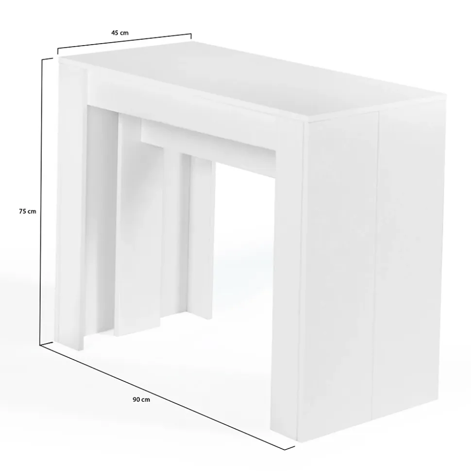 Table console extensible ORLANDO 14 personnes 300 cm bois blanc