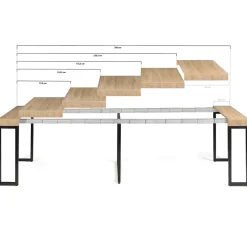 Table console extensible TORONTO 14 personnes 300 cm design industriel