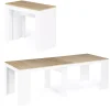 Table console extensible ORLANDO 10 personnes 235 cm bois blanc et façon hêtre