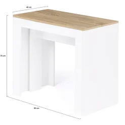 Table console extensible ORLANDO 10 personnes 235 cm bois blanc et façon hêtre