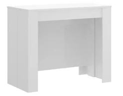 Table console extensible en chêne blanc brillant - Longueur 54-239 x Hauteur 77 x Profondeur 90 cm
