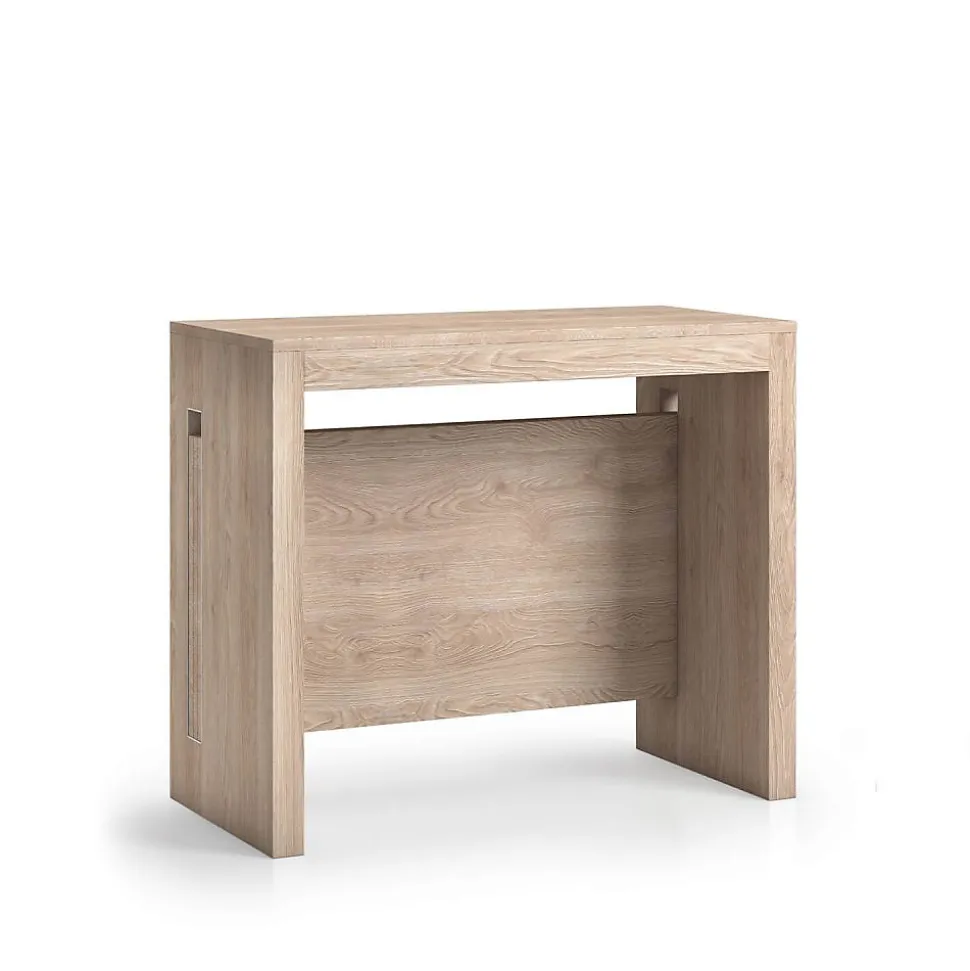 Table console extensible 8 couverts TOPAZ 90 cm chêne avec allonges intégrées TERRANEO