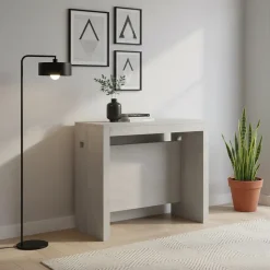 Table console extensible 8 couverts TOPAZ 90 cm béton avec allonges intégrées TERRANEO