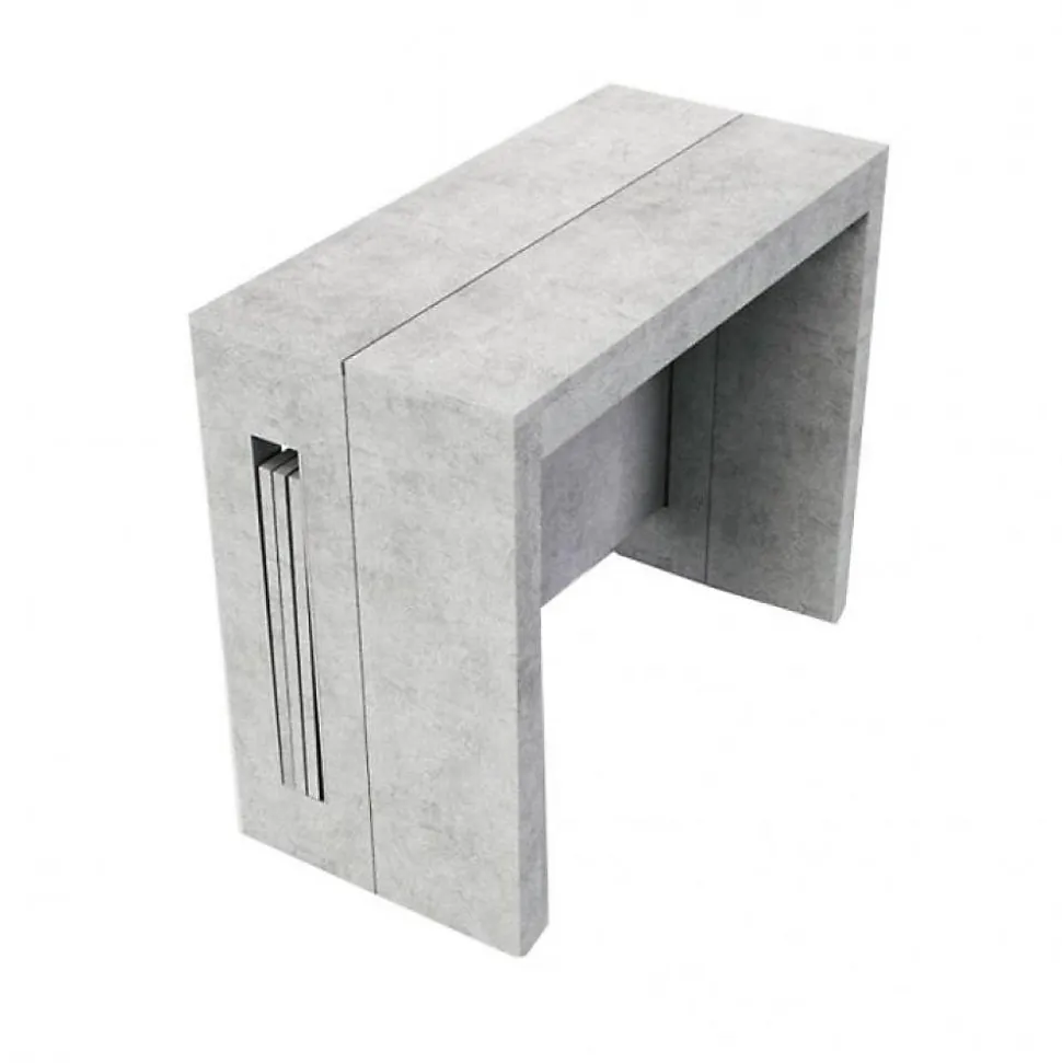 Table console extensible 8 couverts TOPAZ 90 cm béton avec allonges intégrées TERRANEO