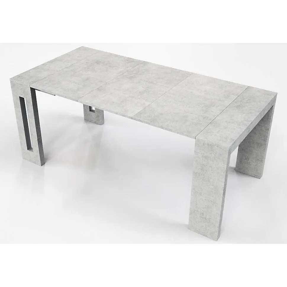 Table console extensible 8 couverts TOPAZ 90 cm béton avec allonges intégrées TERRANEO