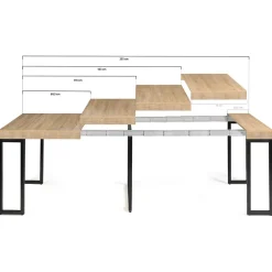 Table console extensible TORONTO 10 personnes 235 cm design industriel